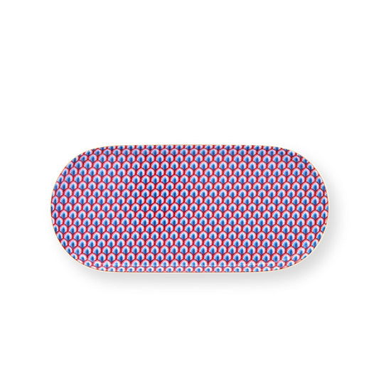 Plato Bandeja Festival de Flores Scallop Rojo-Celeste 25x12cm