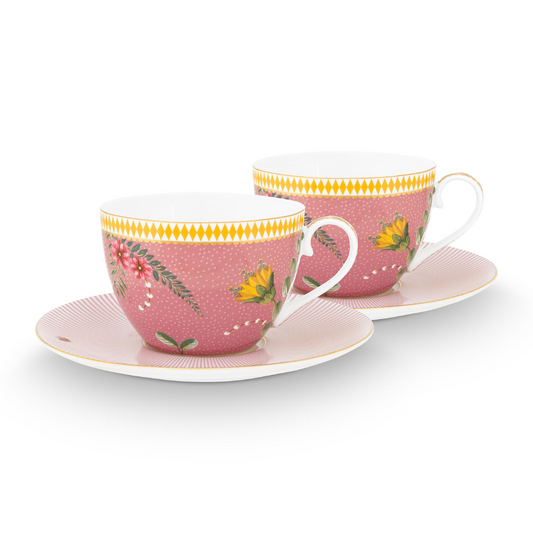 Set de 2 Tazas con Platos La Majorelle Rosado 280ml