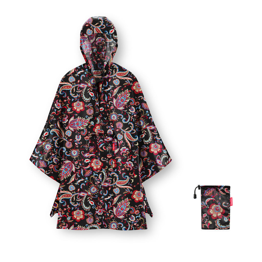 Poncho plegable - paisley black