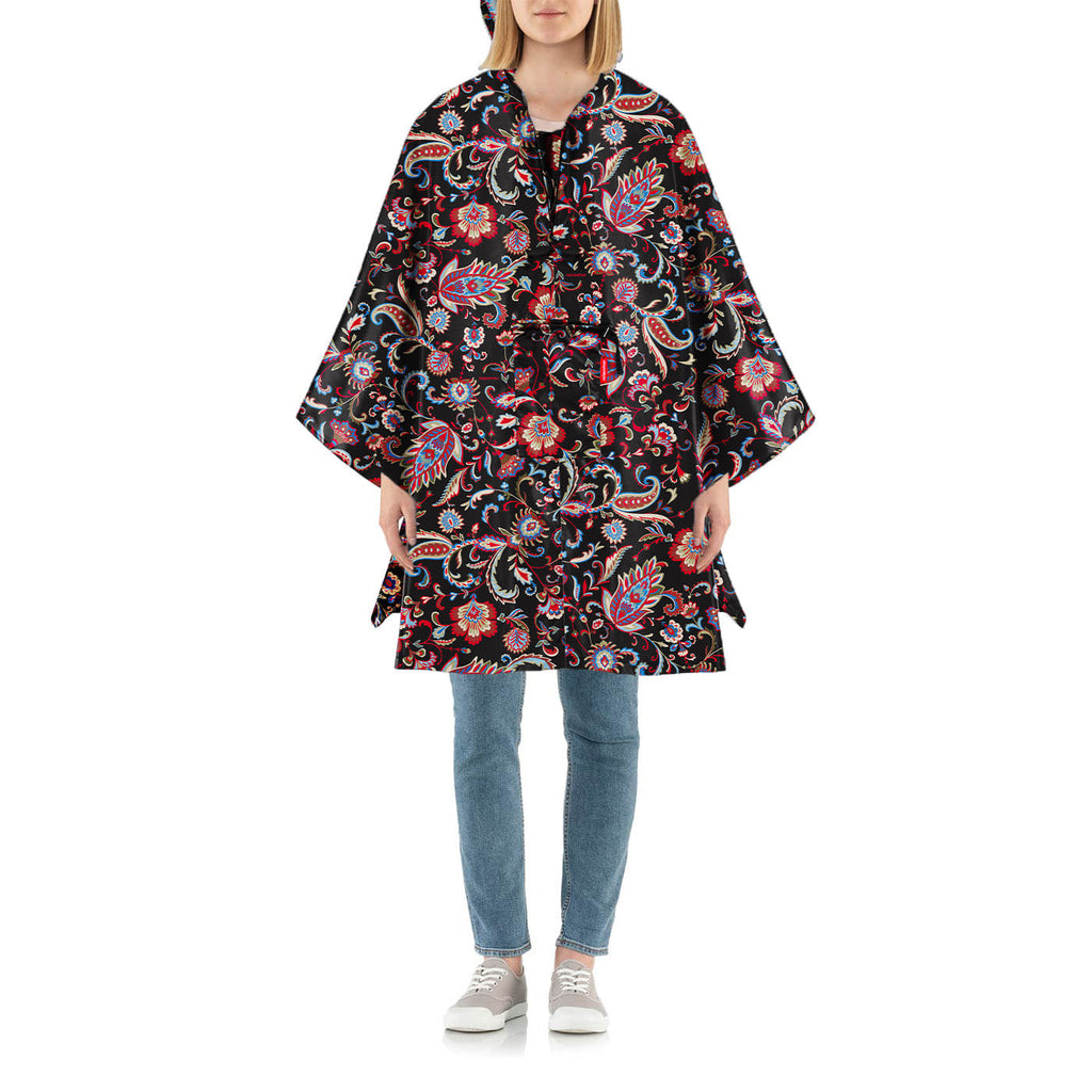 Poncho plegable - paisley black