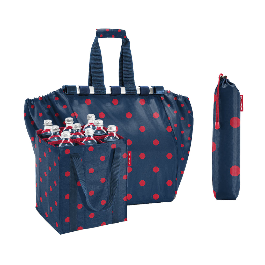 Pack botellero+bolsa de compras - Mix Dots Red