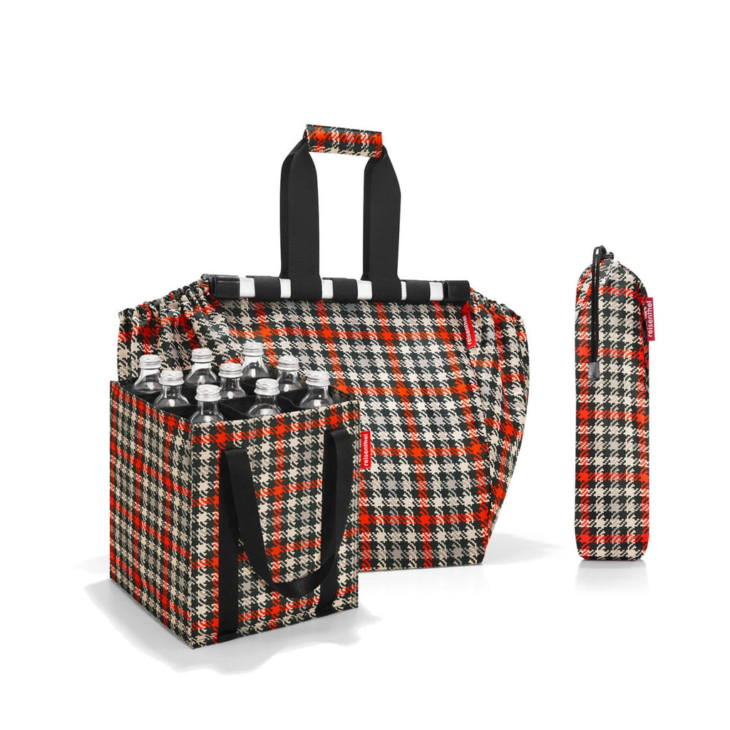 Pack botellero+bolsa de compras - Glencheck red