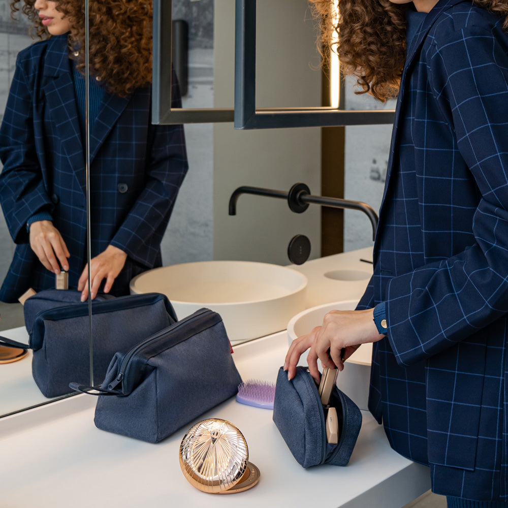 Neceser de viaje travelcosmetic - herringbone dark blue
